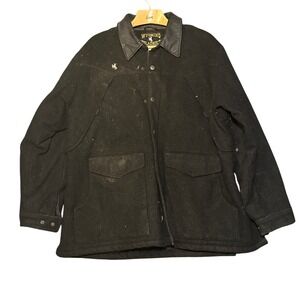 Wyoming Traders Mens XL Black Virgin Wool Western Ranch Jacket Leather Collar